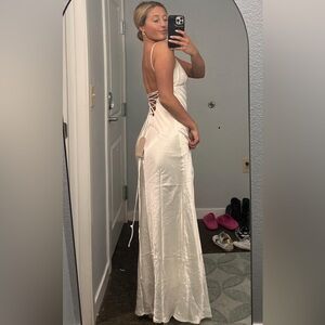 MESHKI Cora Tie Back Maxi Slip Dress